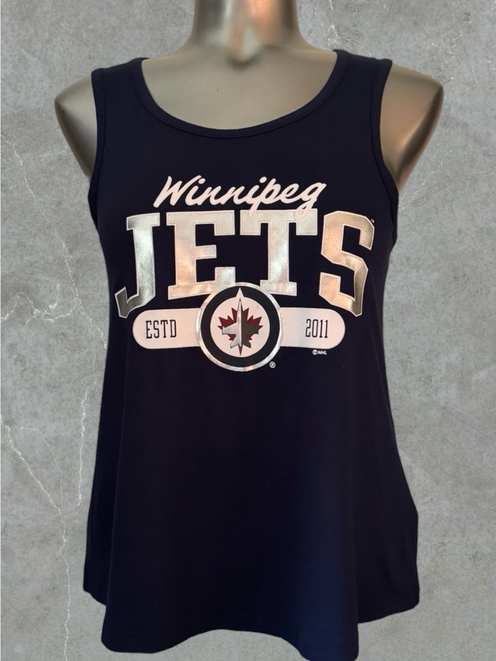 2 for $30 | NHL Winnipeg Jets Women's Navy Tank with Metallic Logo